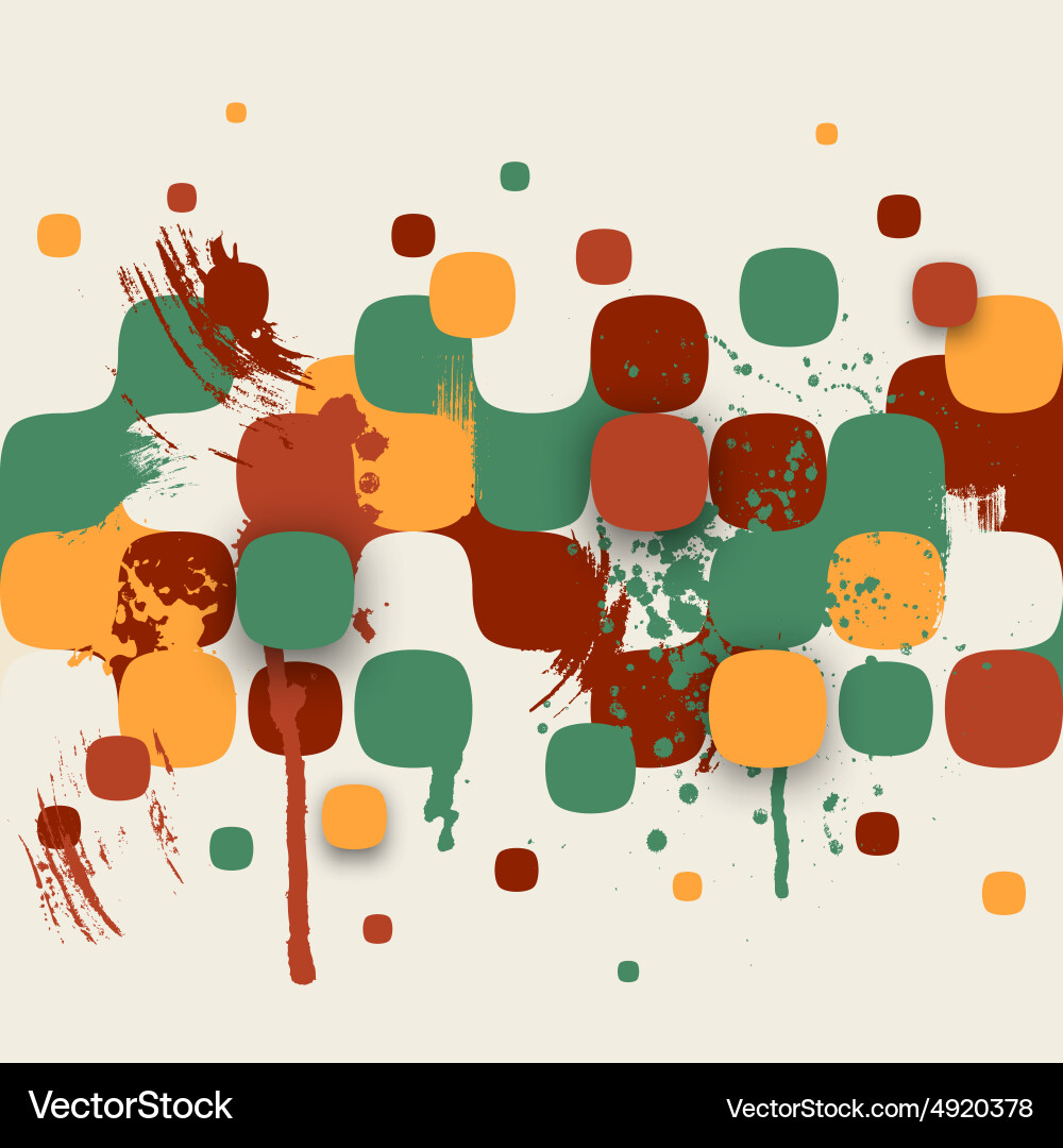 Abstract texture with squares and paint splashes Vector Image