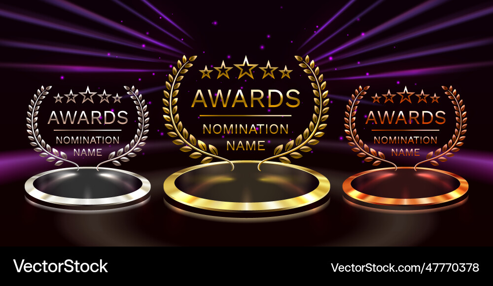 Auszeichnungen Nominierung Namen Podium goldenen Preis Auszeichnungen Nominierung Namen Podium goldenen Preis vektorbild