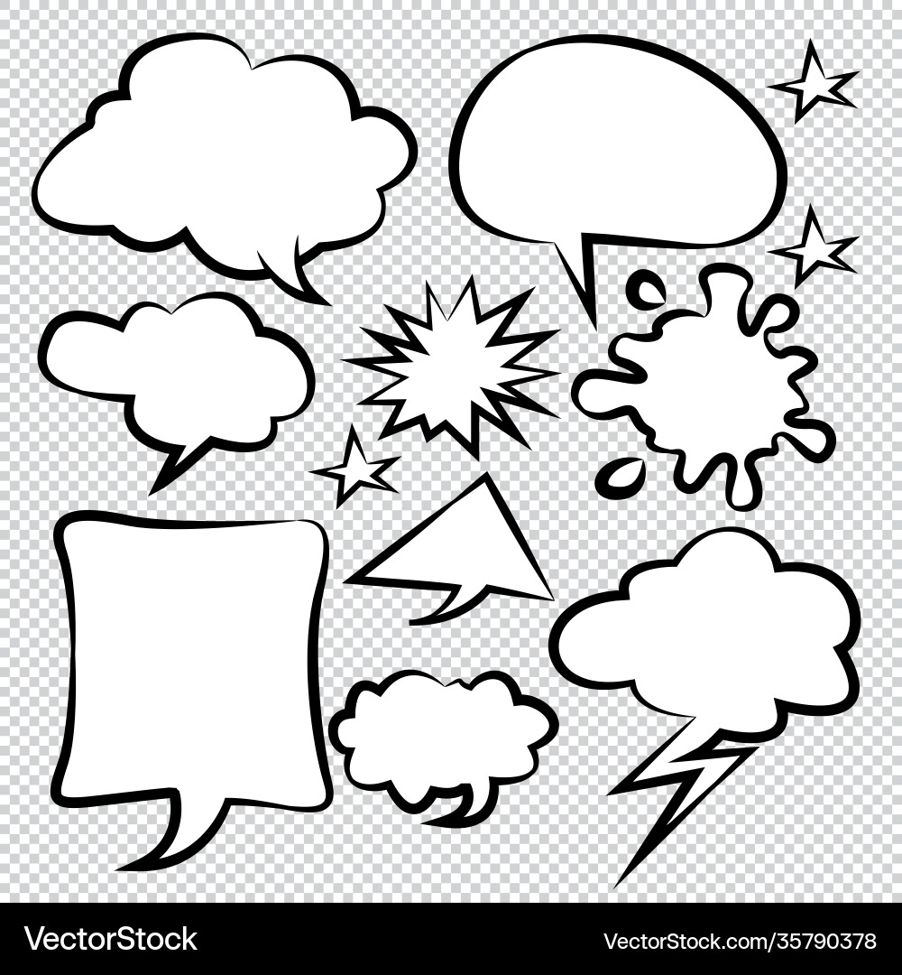 Comic speech bubbles icons collection color vector image