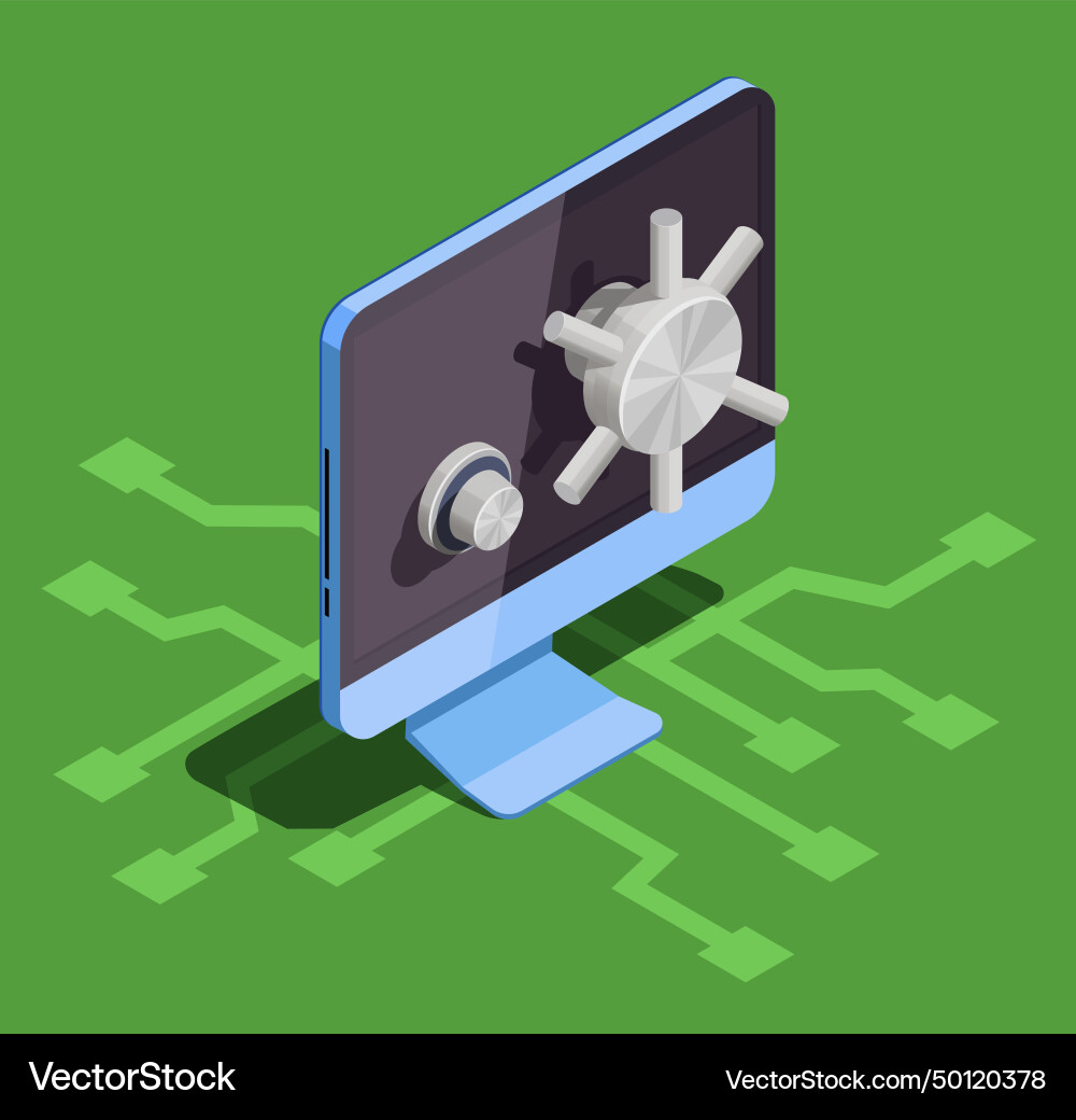 Computer lock box concept Computer lock box concept vector image