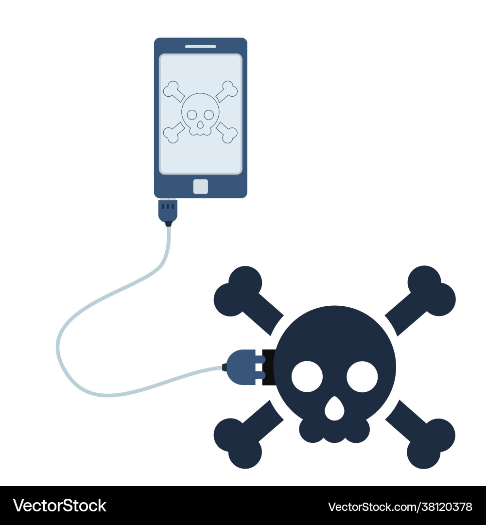 Concept skull automation using cell phone Vector Image