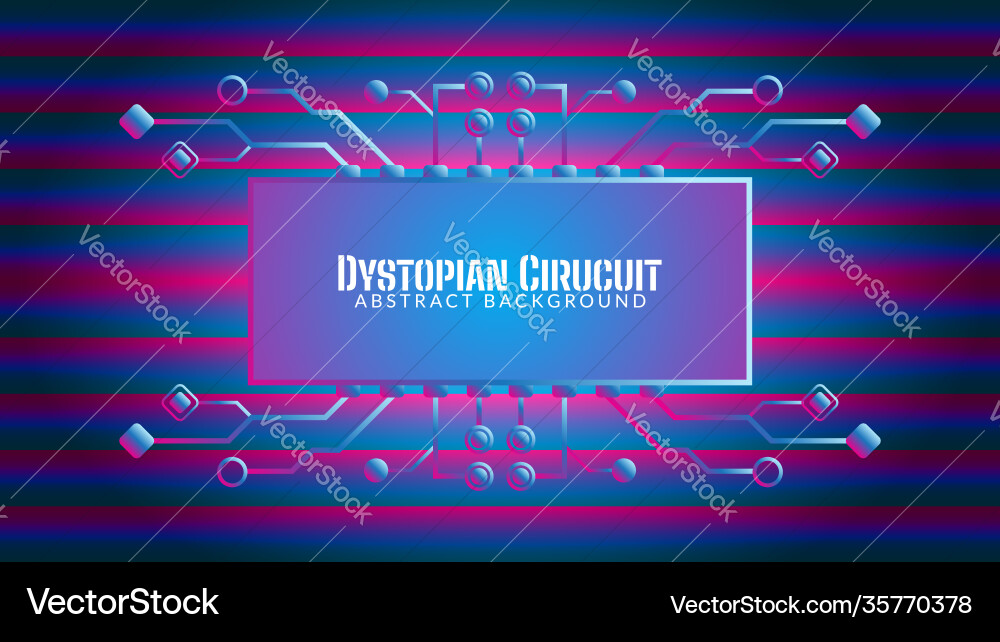 Cyberpunk circuit in gradient bar pattern vector image