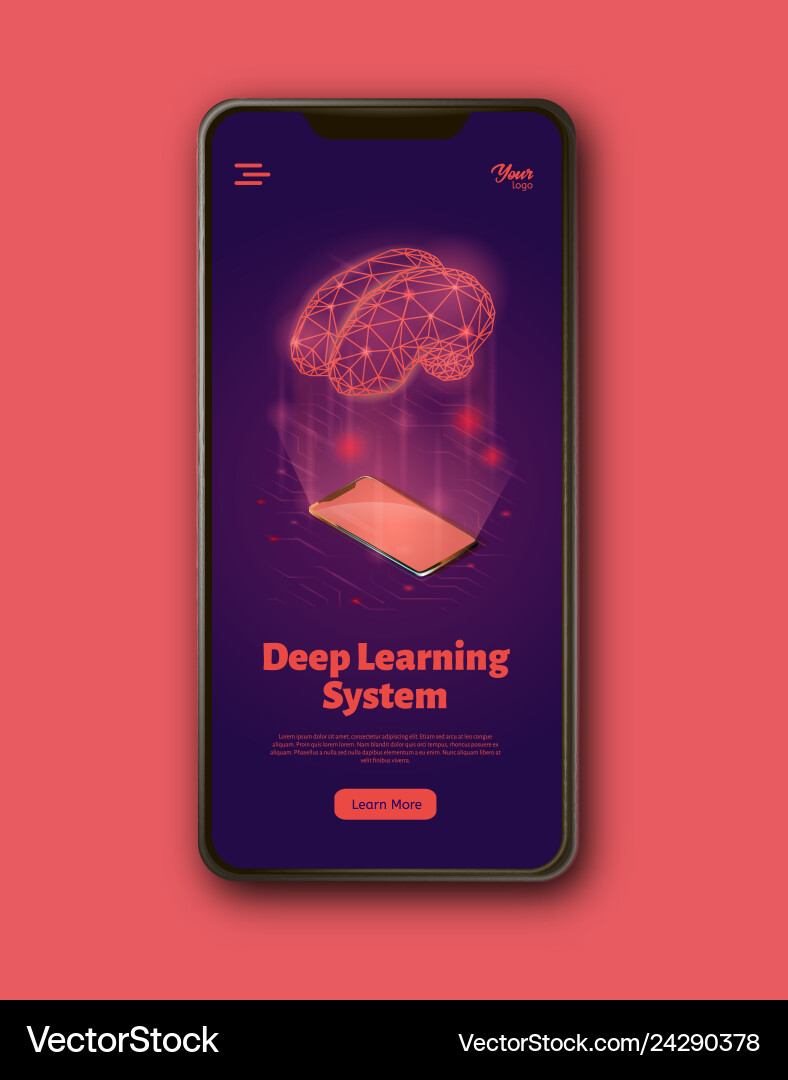 Deep learning system landing web page template Deep learning system landing web page template Vector Image