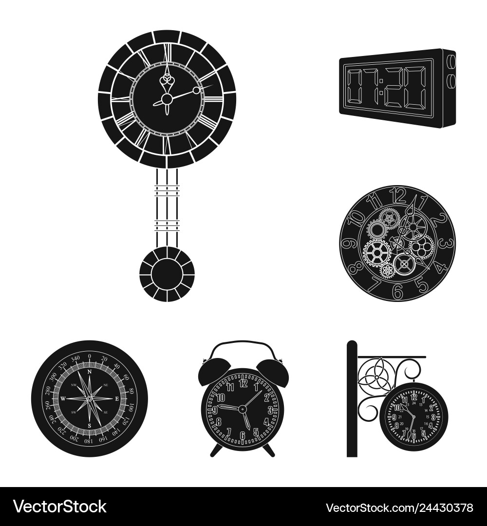 Design of clock and time icon collection Design of clock and time icon collection vector image