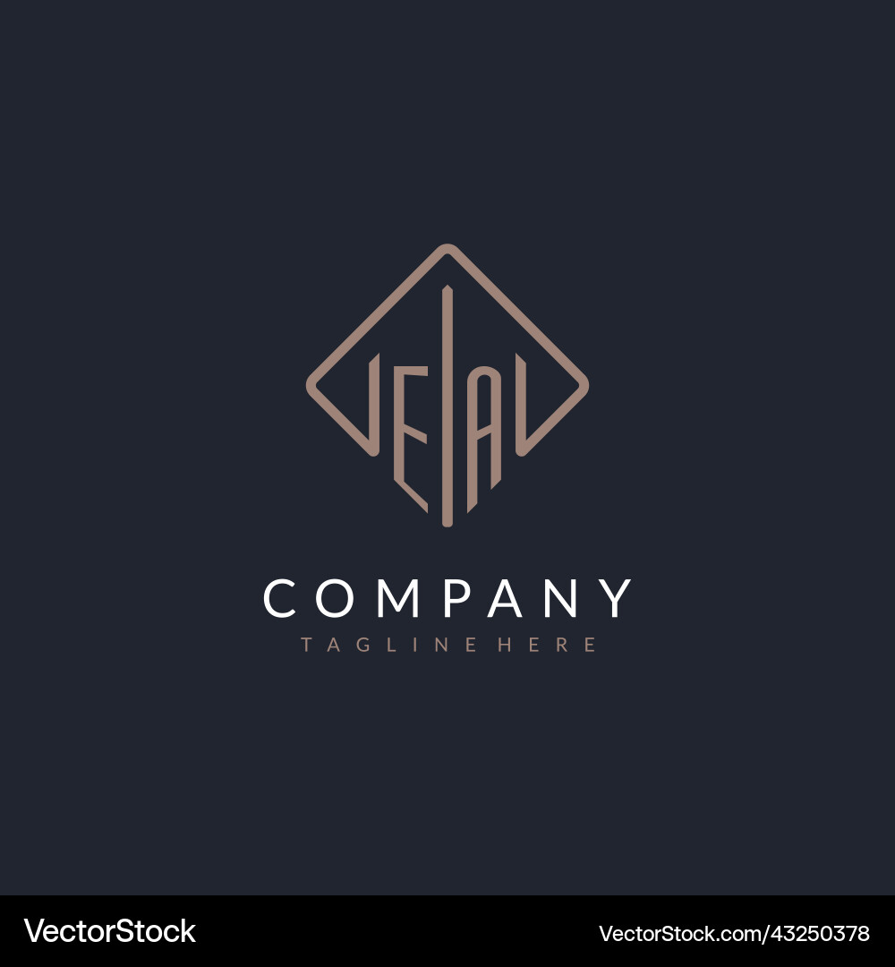 Ea initial logo with curved rectangle style design Ea initial logo with curved rectangle style design vector image
