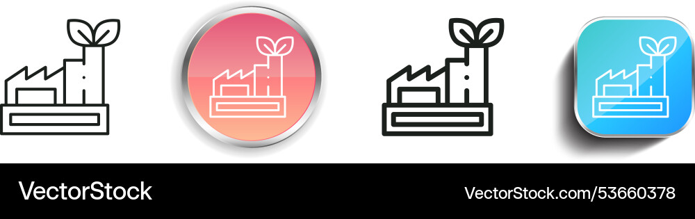 Eco factory icon thin linear regular and button Eco factory icon thin linear regular and button vector image