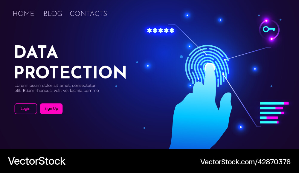 Hand touch fingerprint scanner biometrics Vector Image
