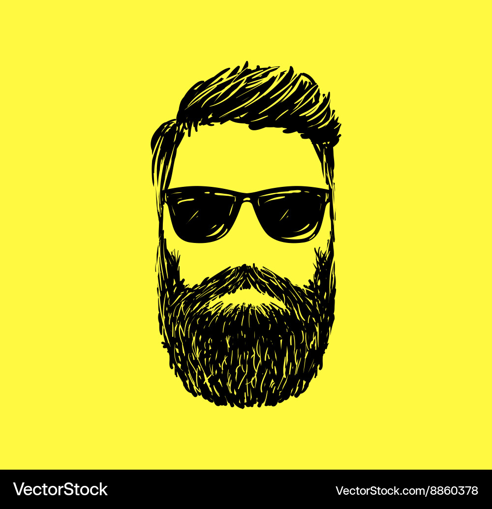 Hipster Man with Beards Royalty Free Vector Image