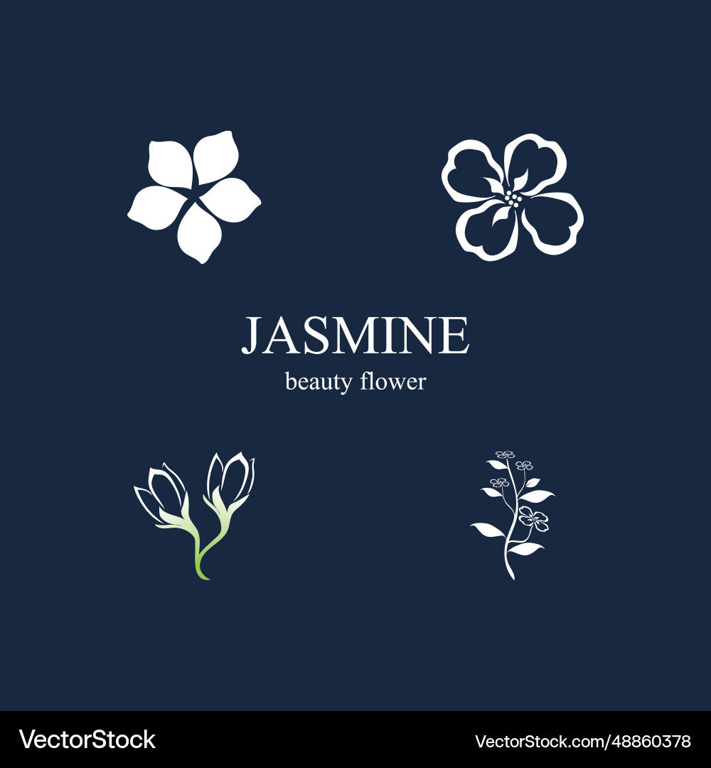 Jasmine element logo round emblem in minimal Vector Image