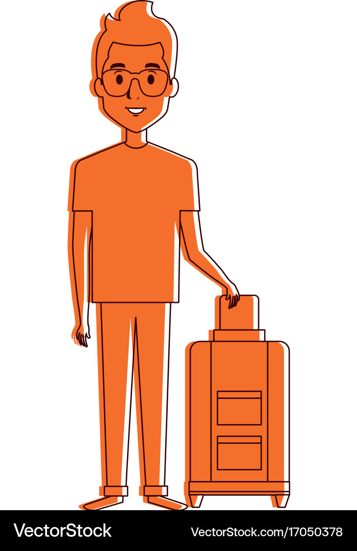 Man with suitcase character Vector Image