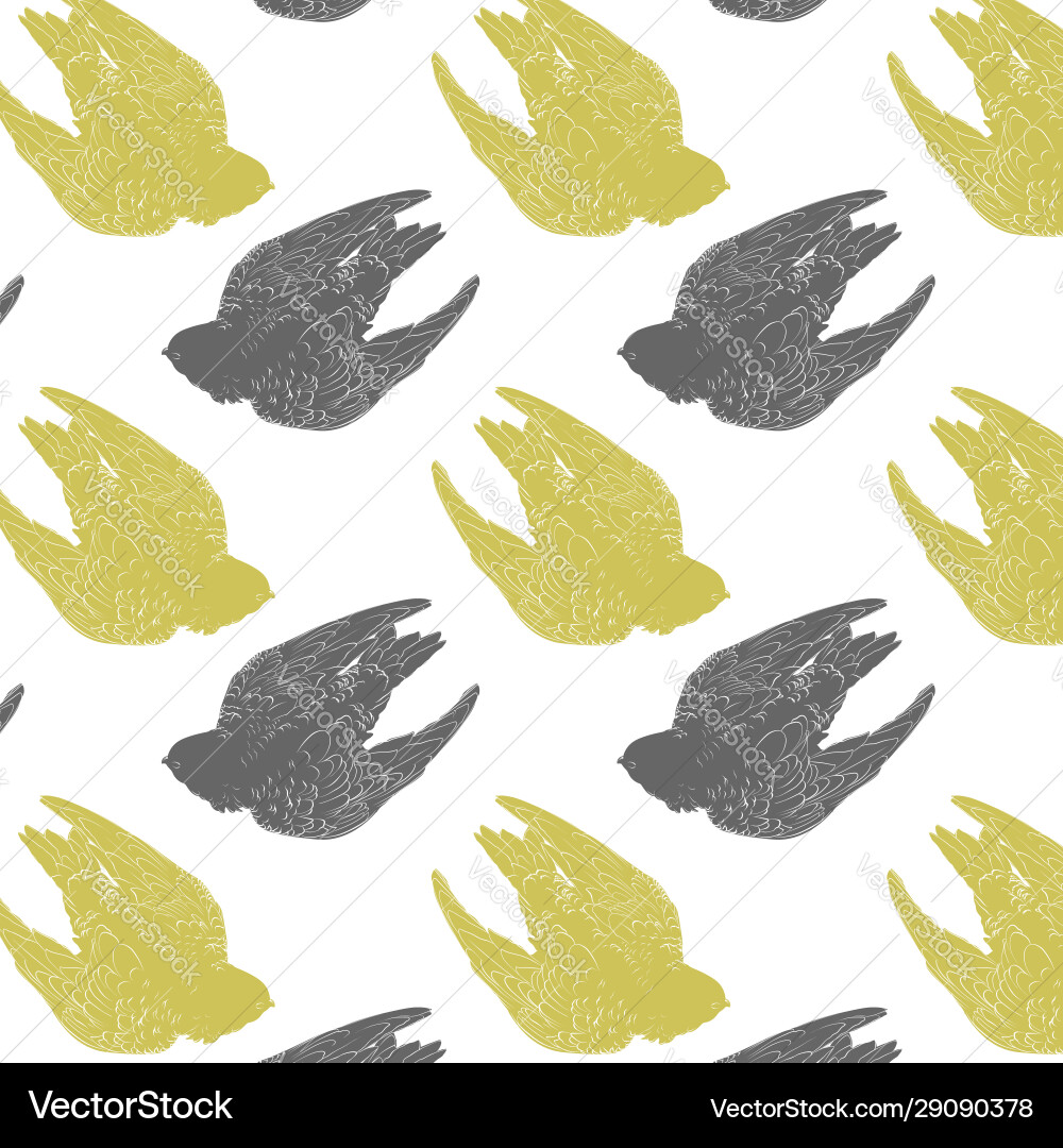 Pattern with hand drawn swift Vector Image