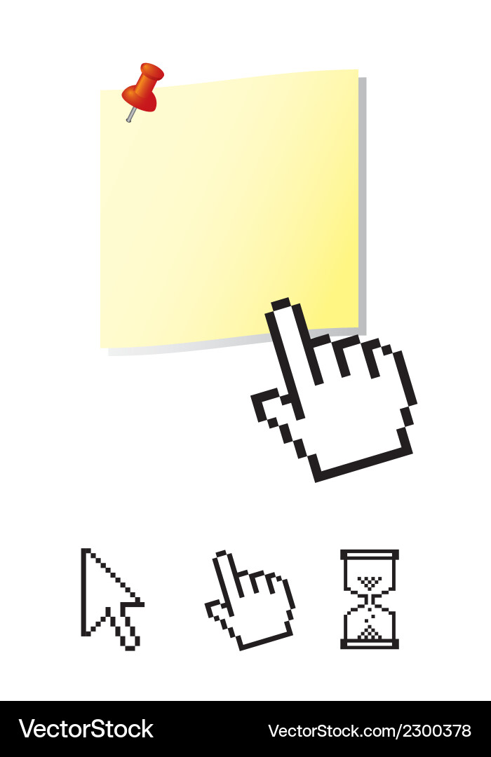 Pointers with paper and pin isolated vector image