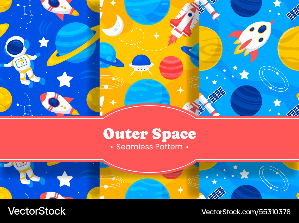 Seamless pattern of outer space exploration Seamless pattern of outer space exploration vector image