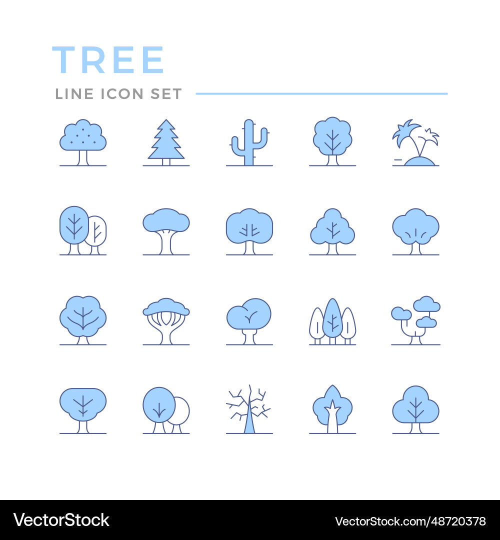Set color line icons of tree Set color line icons of tree vector image