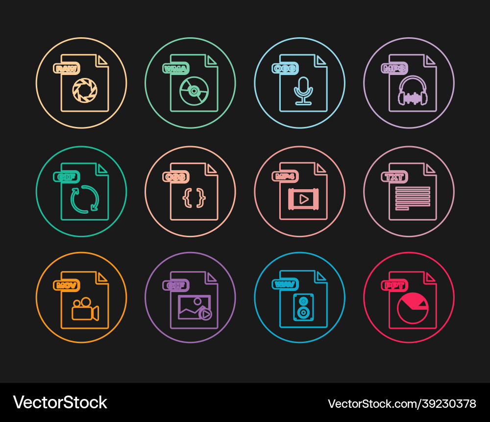 Set line ppt file document txt ogg css gif Set line ppt file document txt ogg css gif vector image