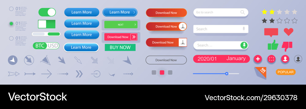 Set modern material style buttons vector image