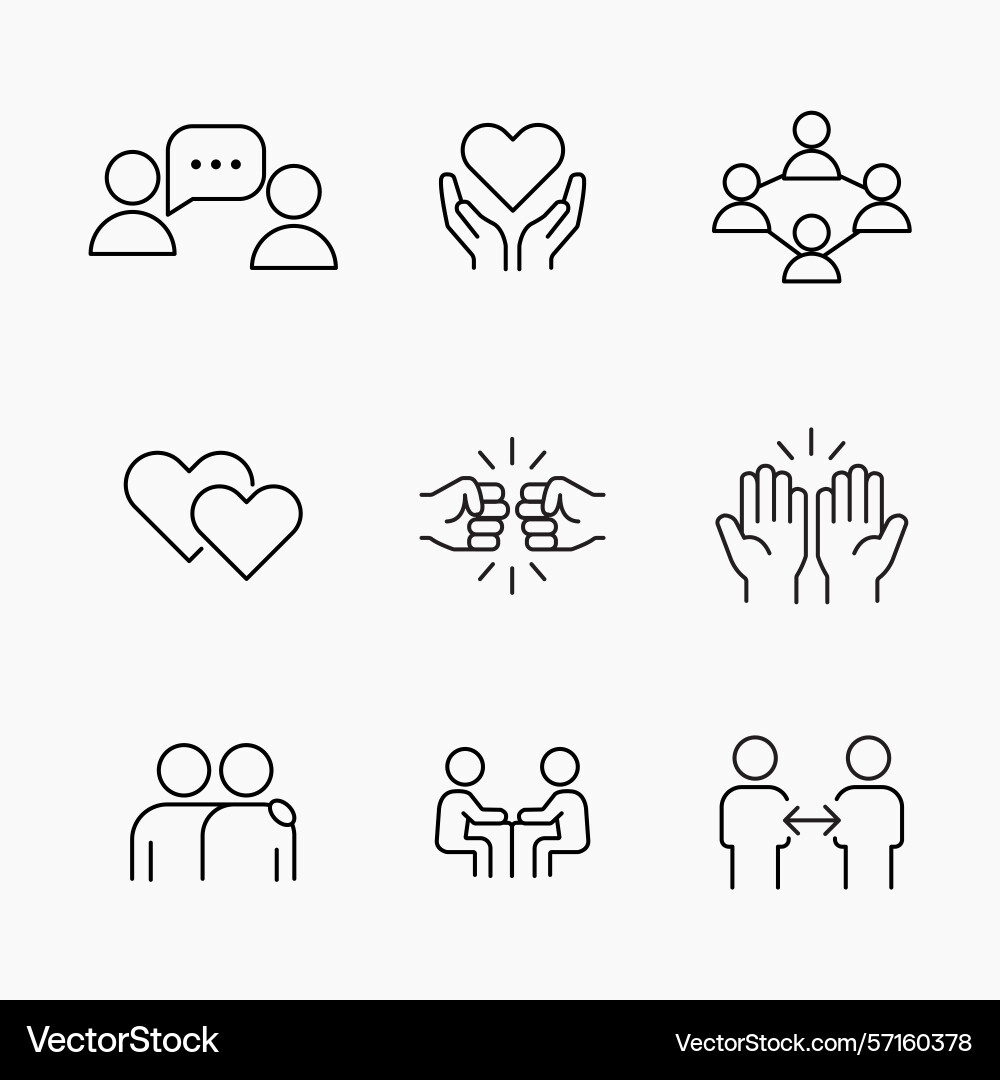 Set of simple outline style icons representing Set of simple outline style icons representing Vector Image