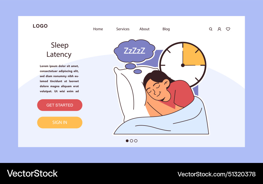 Sleep latency web or landing onset Sleep latency web or landing onset vector image
