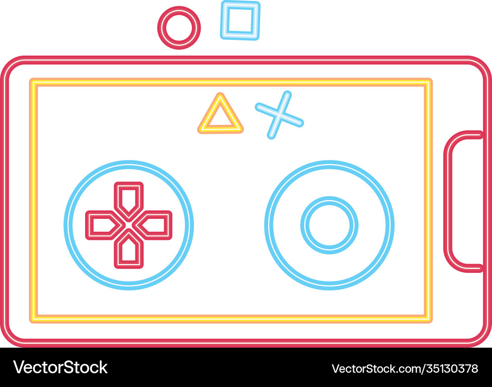 Smartphone with video game buttons neon style icon Smartphone with video game buttons neon style icon vector image