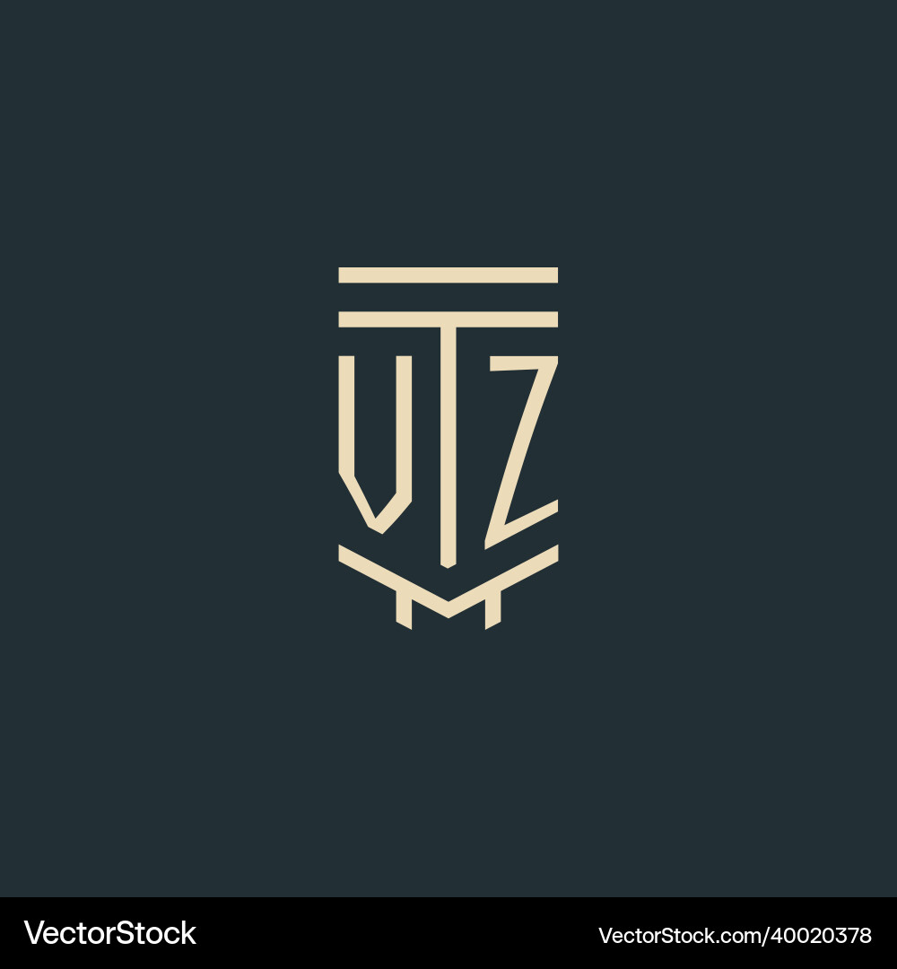 Vz initial monogram with simple line art pillar Vz initial monogram with simple line art pillar Vector Image