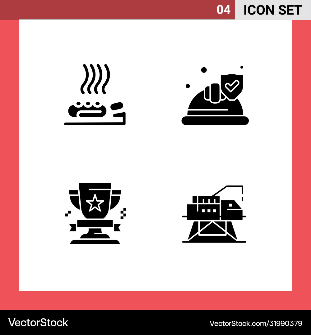 4 universal solid glyphs set for web and mobile Vector Image