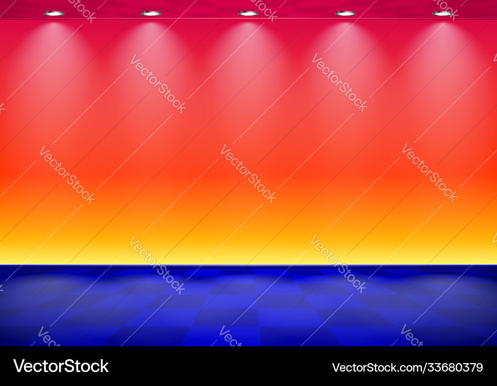 80s styled vapor wave room with blue and red wall 80s styled vapor wave room with blue and red wall vector image