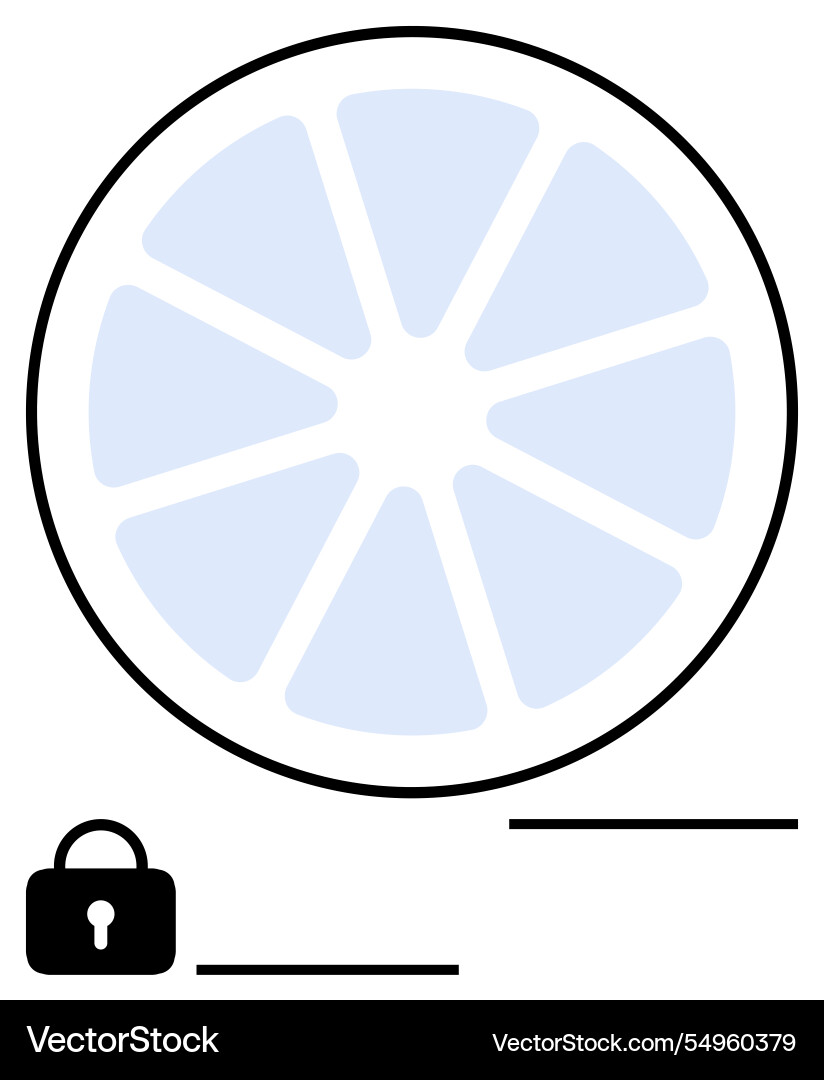 Circular segmented chart with lock symbol Circular segmented chart with lock symbol vector image