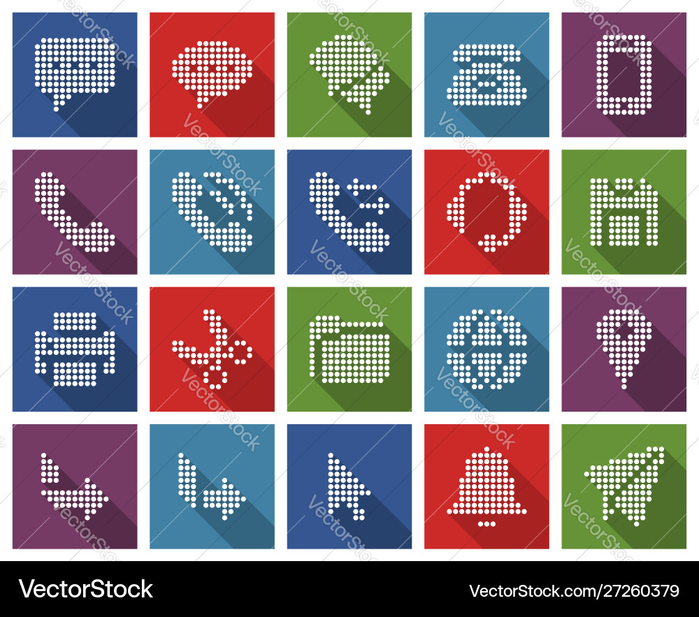 Collection square dotted icons user interface Vector Image