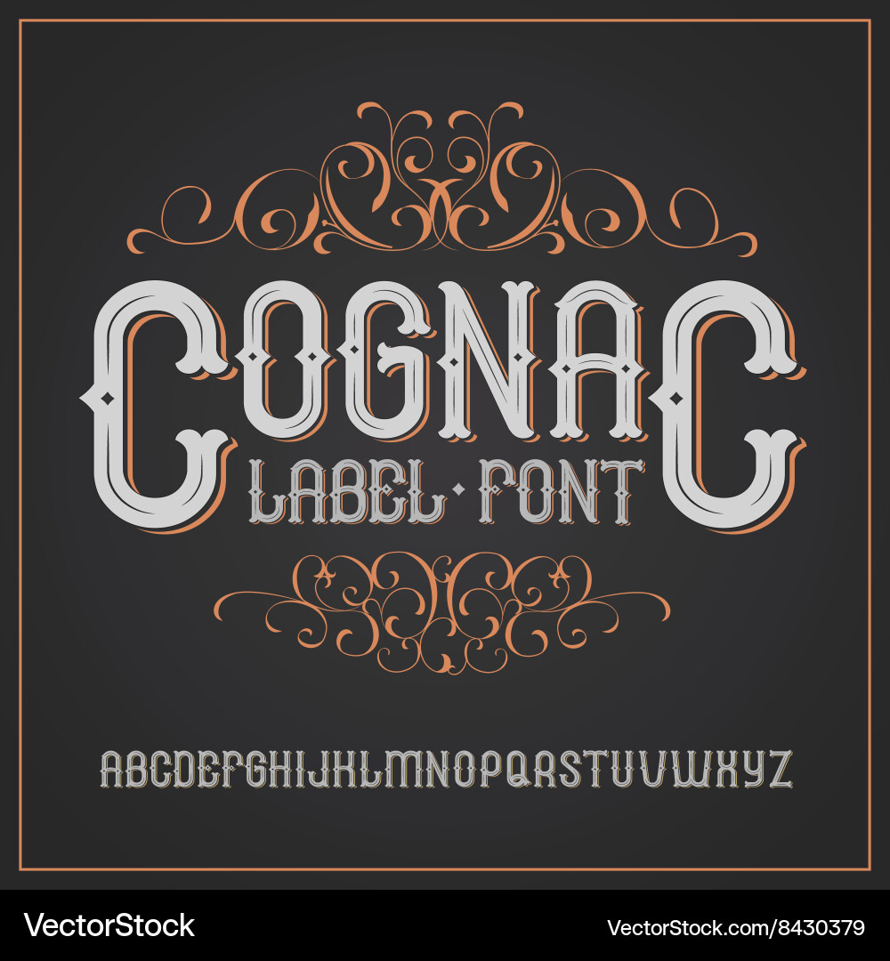 Elegant Cognac Label Font Vector Image