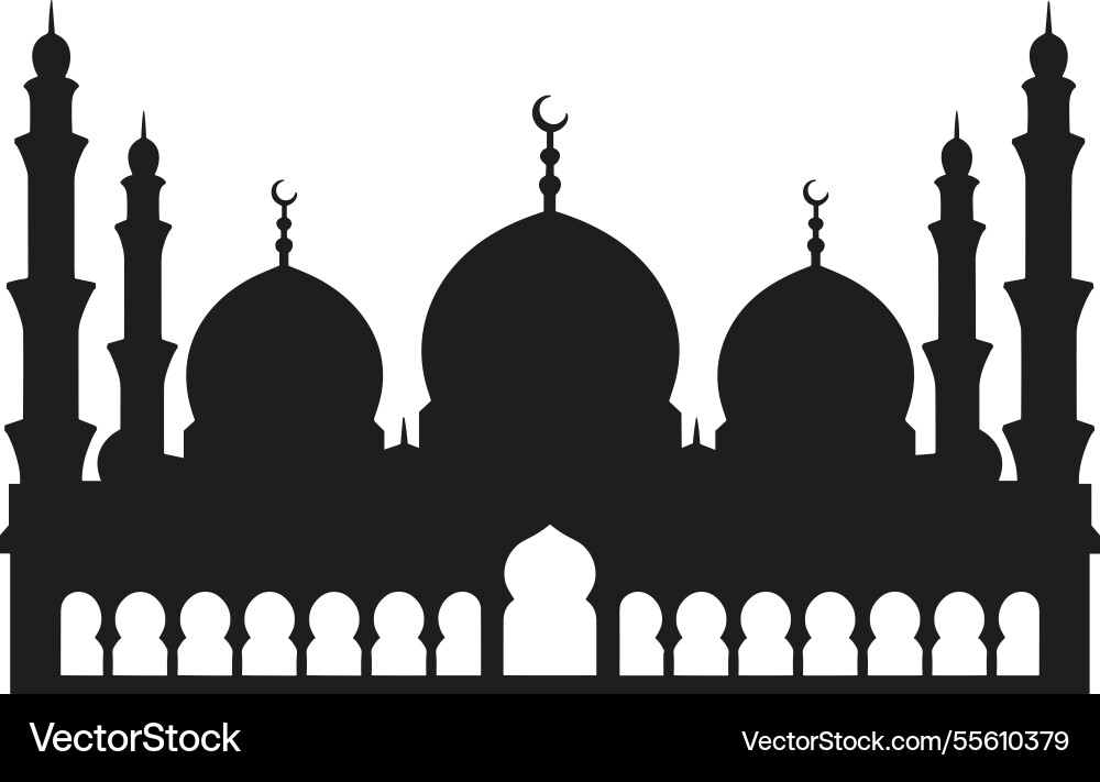 Islamic mosque silhouette elegant architectural Islamic mosque silhouette elegant architectural vector image