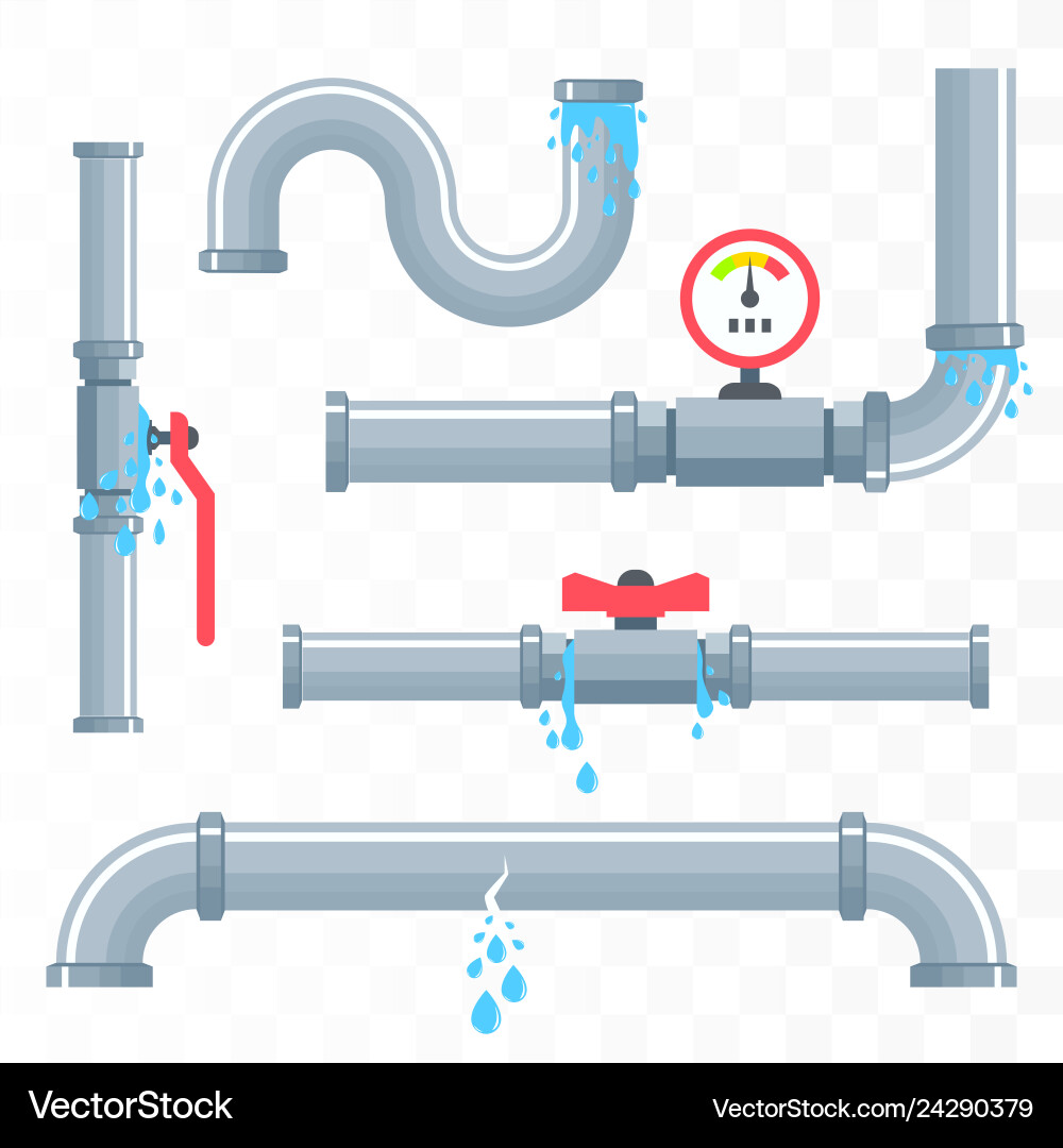 Leaking pipes broken pipeline vector image