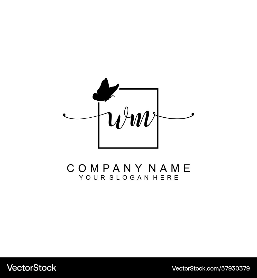 Minimalist handwritten wm initial logo design Vector Image