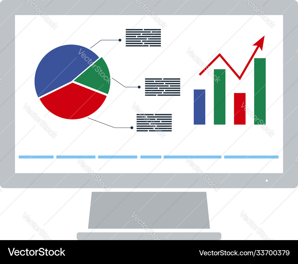 Monitor with analytics diagram icon Royalty Free Vector