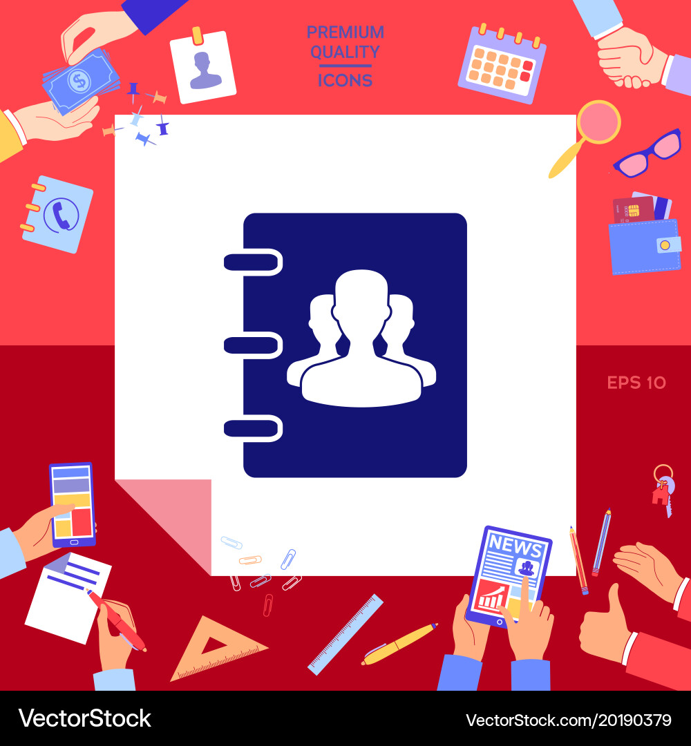 Notebook address phone book icon with symbol Vector Image