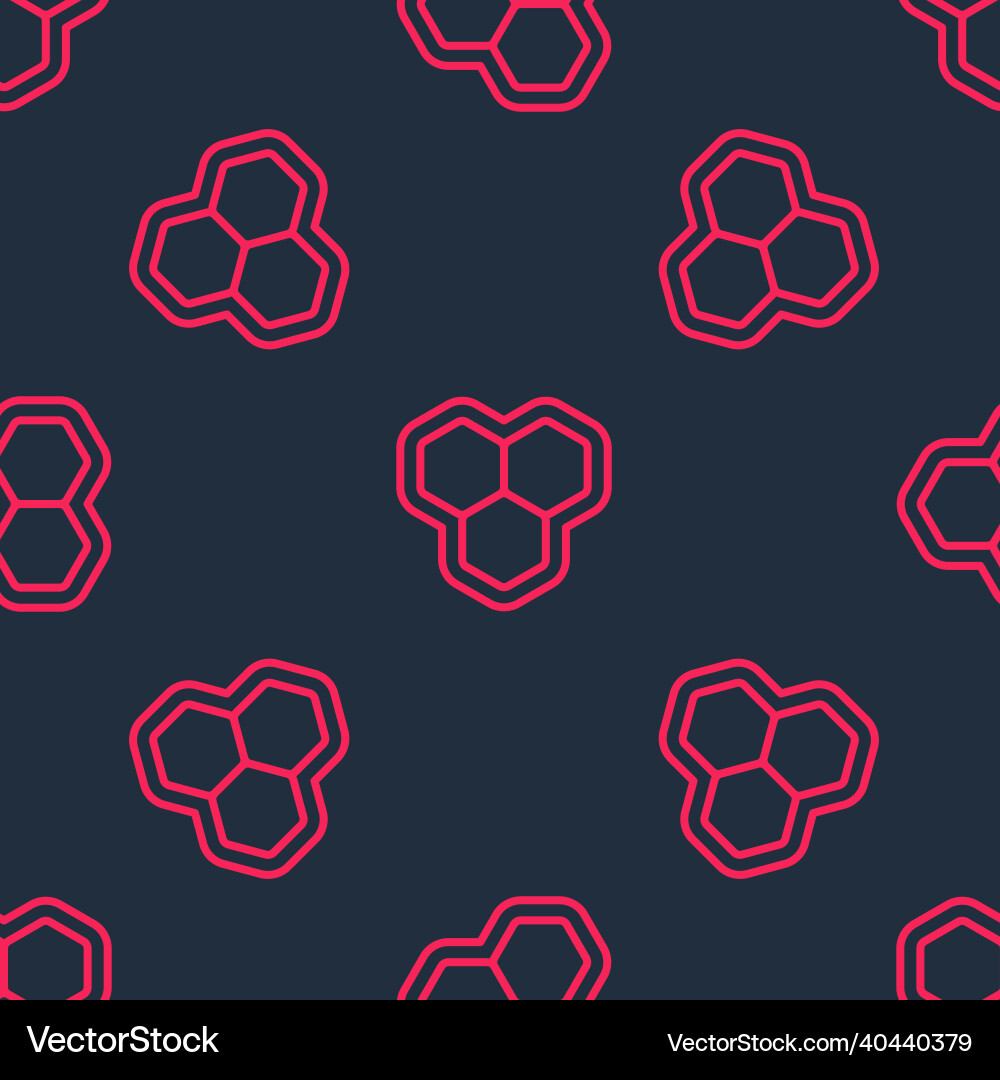 Red line honeycomb icon isolated seamless pattern Vector Image