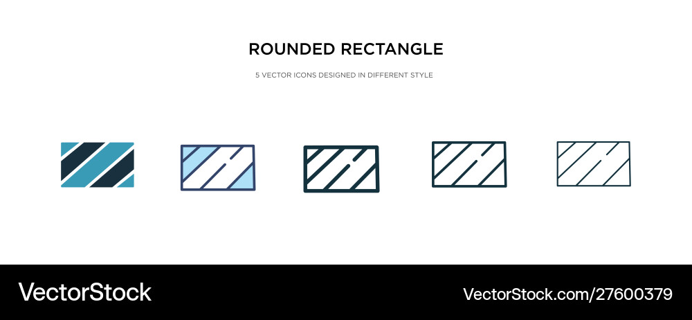 Rounded rectangle icon in different style two vector image