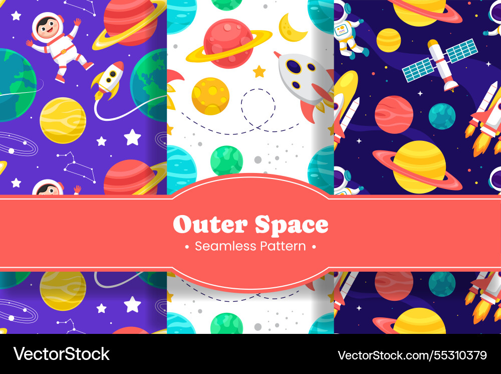 Seamless pattern of outer space exploration vector image