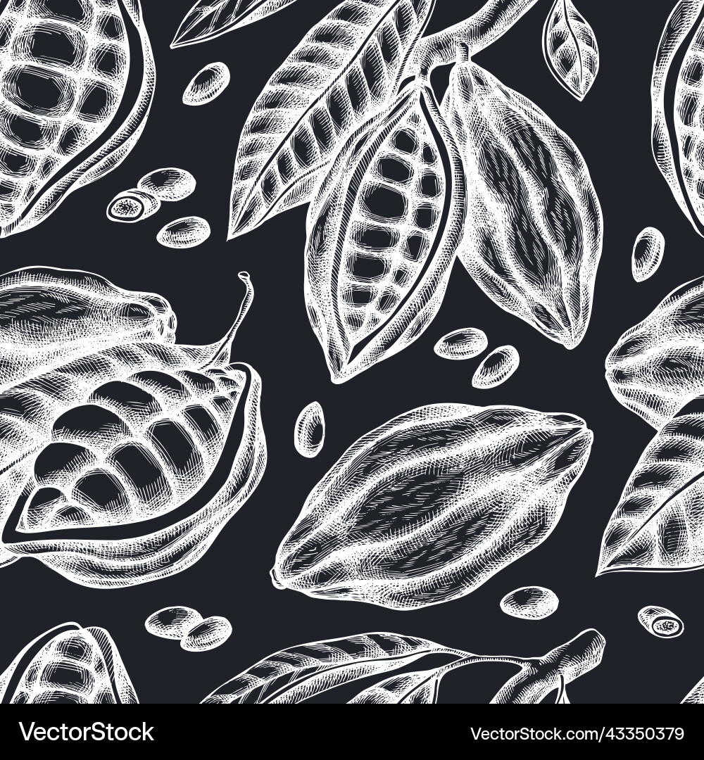 Seamless pattern with hand drawn chalk cocoa Seamless pattern with hand drawn chalk cocoa vector image