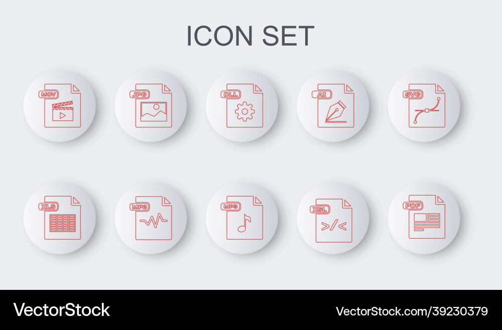 Set line pdf file document xls dll xsl mov Set line pdf file document xls dll xsl mov Vector Image