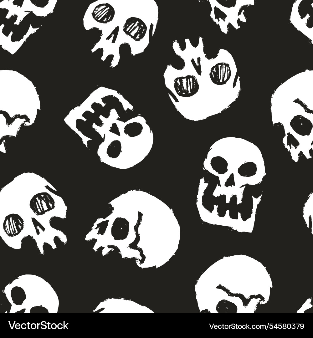 Skull pattern design on black background vector image