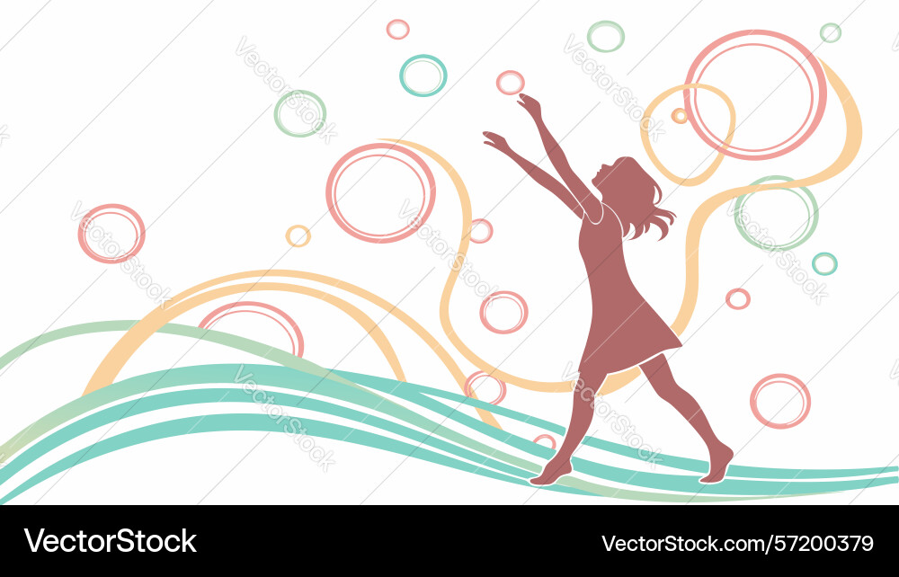 Woman in dynamic pose with flowing lines Vector Image