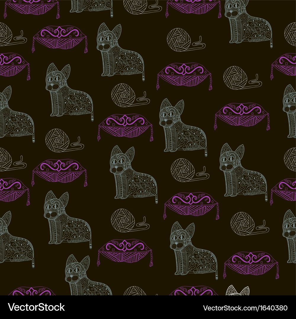 Abstract seamless pattern with cats vector image