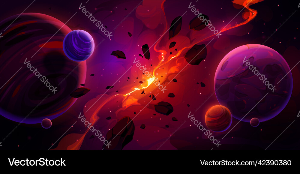 Cosmic Explosion - Planet Collision Vector Image