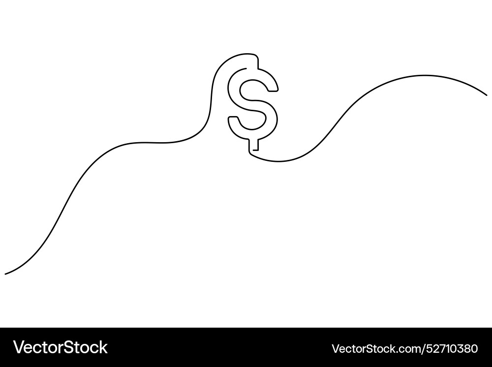 Dollar icon continuous one line drawing of isolate Dollar icon continuous one line drawing of isolate vector image