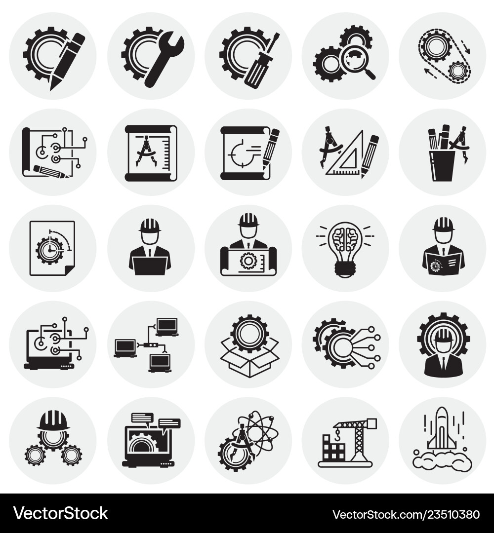Engineering icons set on circles background Vector Image