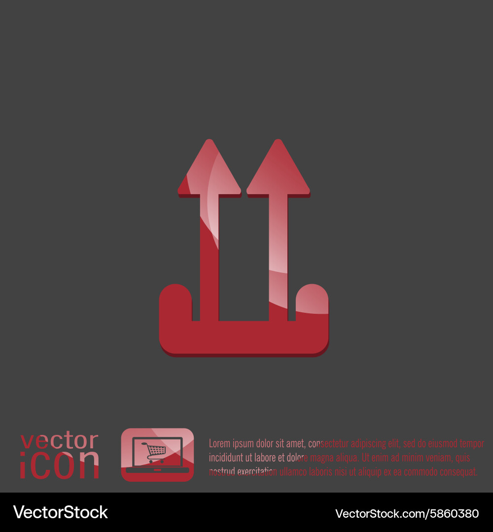 Fragile symbol arrow up logistic icon vector image