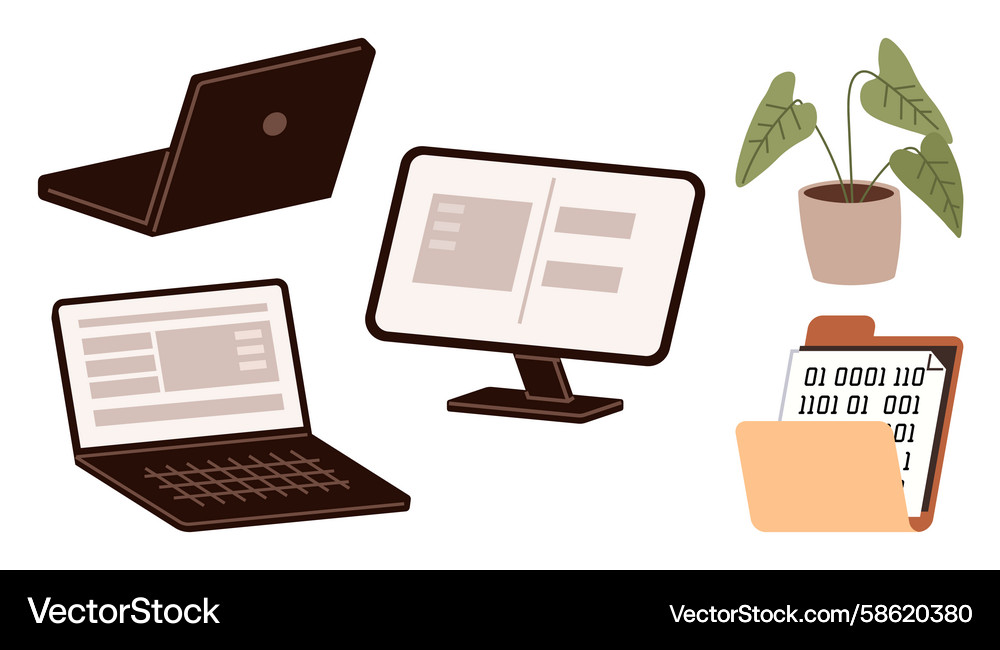 Modern Workspace with Tech Tools Vector Image