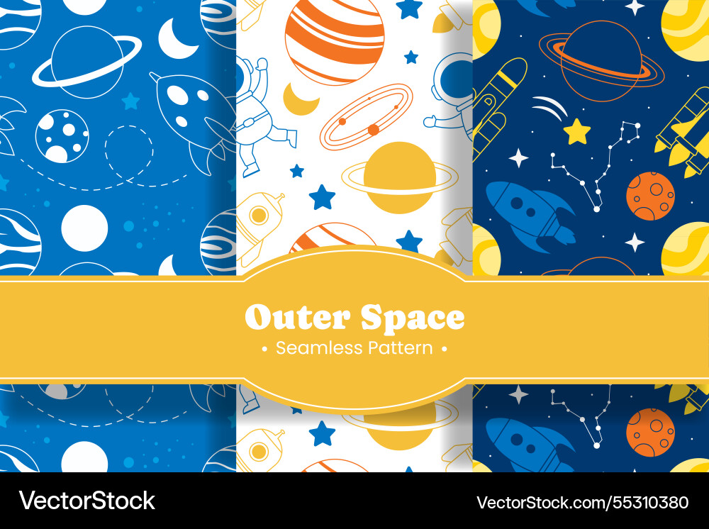 Seamless pattern of outer space exploration Seamless pattern of outer space exploration vector image