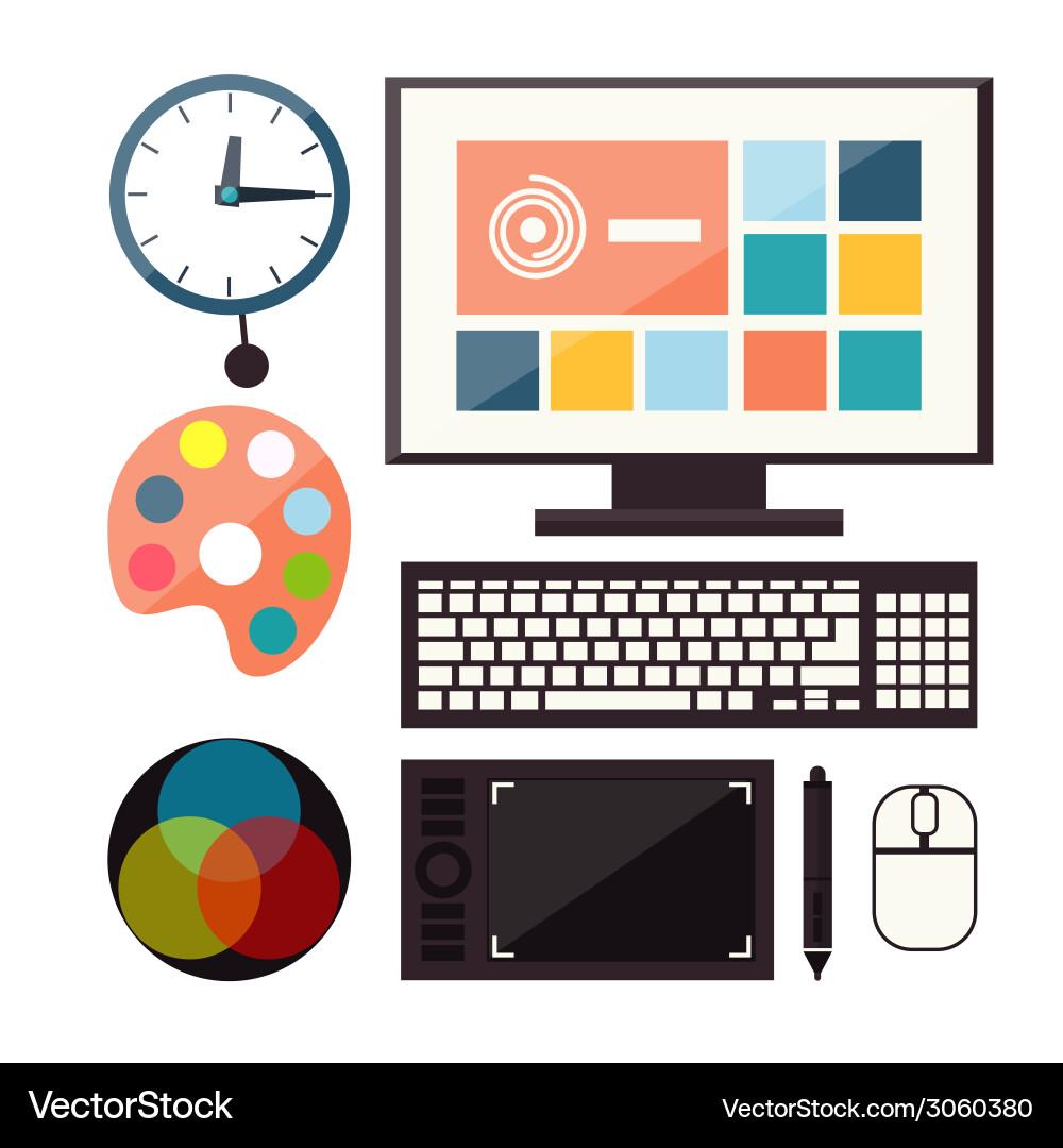 Set of colorful graphic web design icons vector image