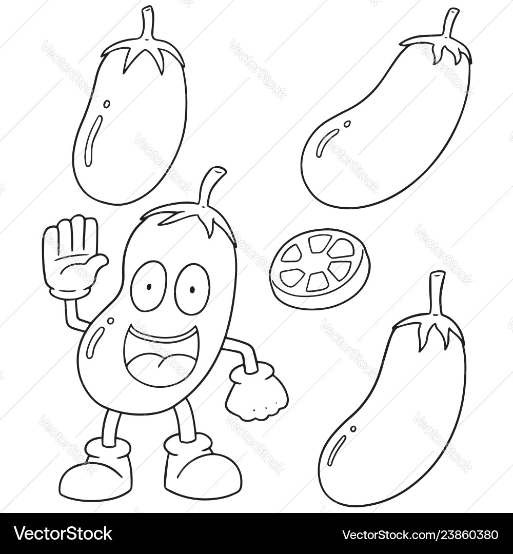 Set of eggplant Set of eggplant vector image